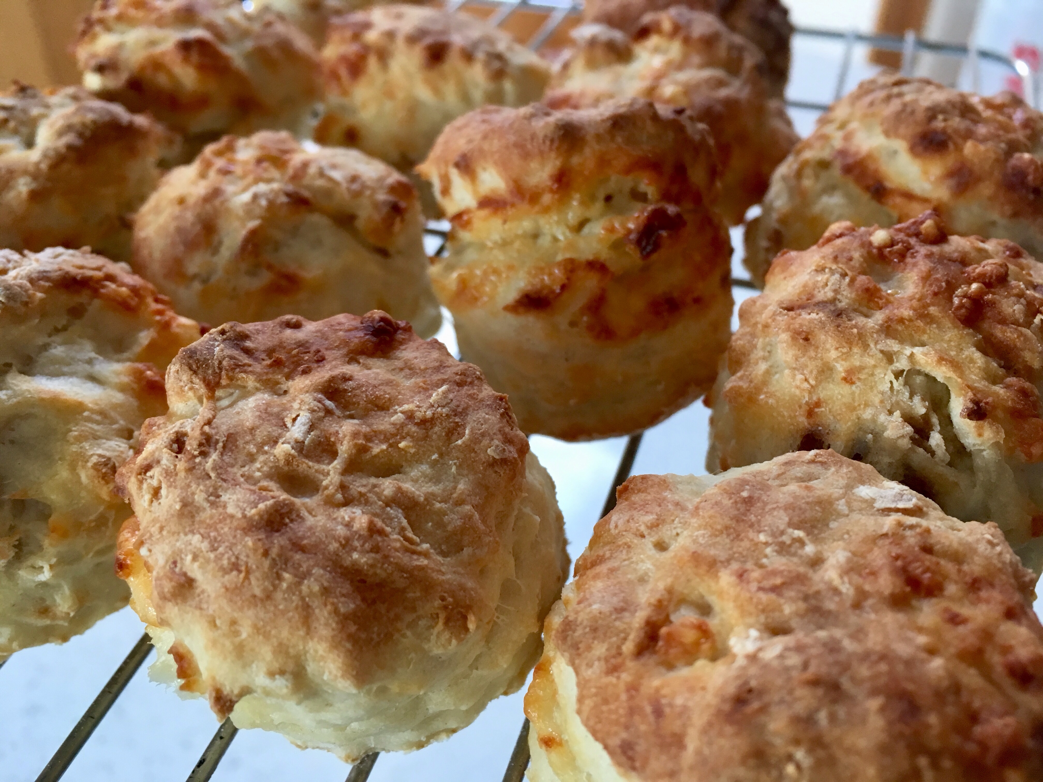 A close up of some biscuits on a rack