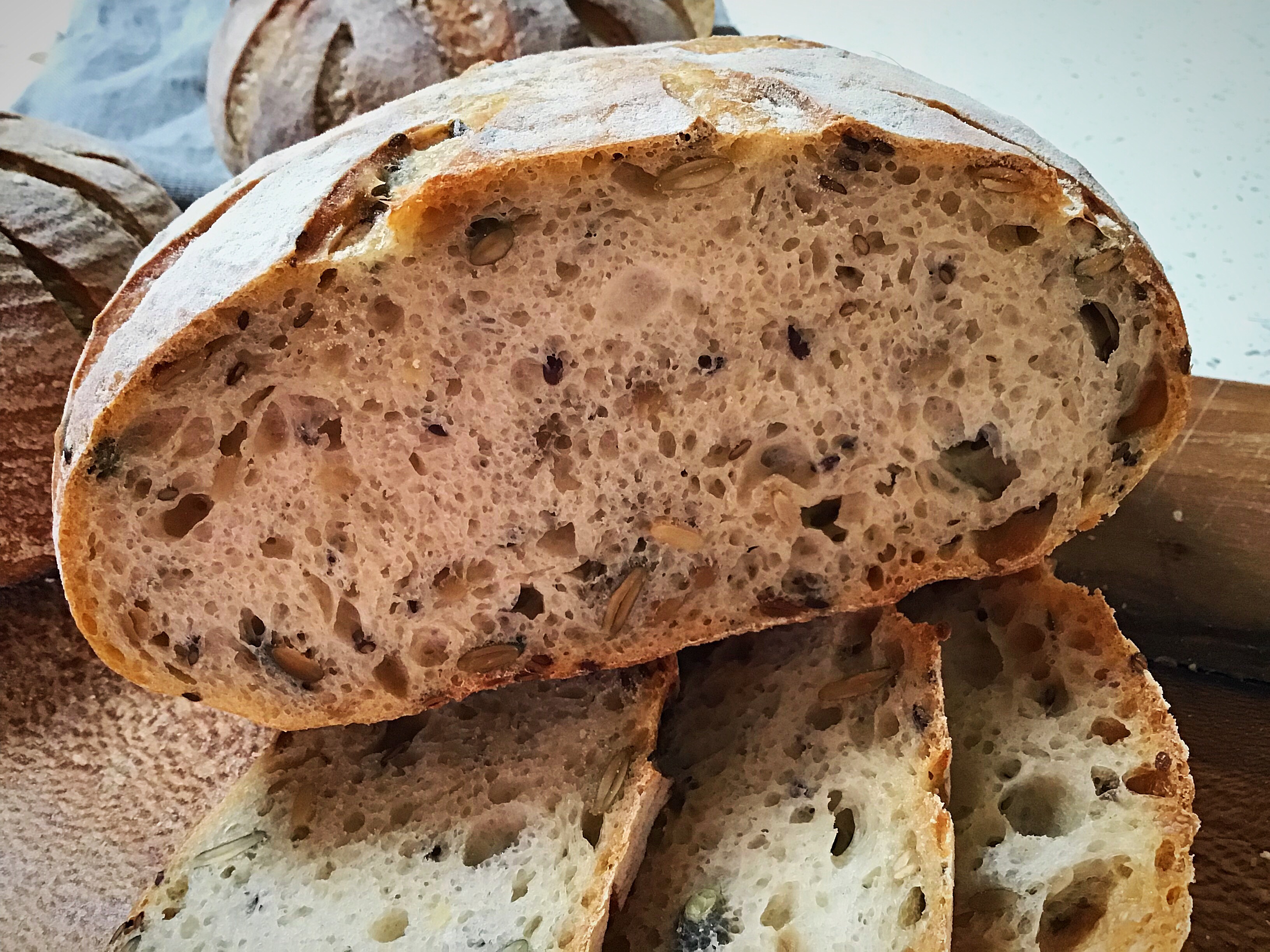 A close up of some bread on the table