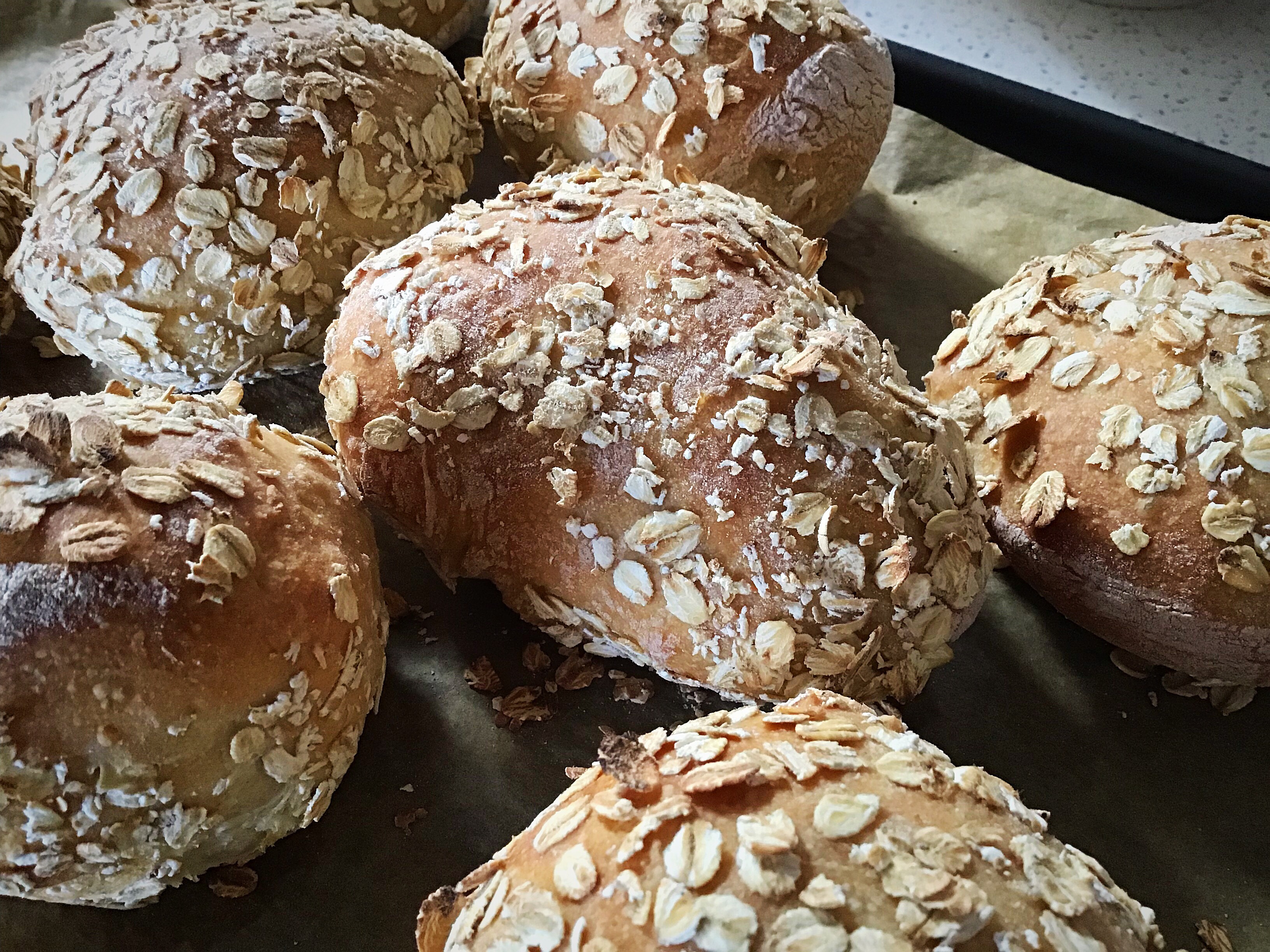 A close up of some bread rolls with nuts