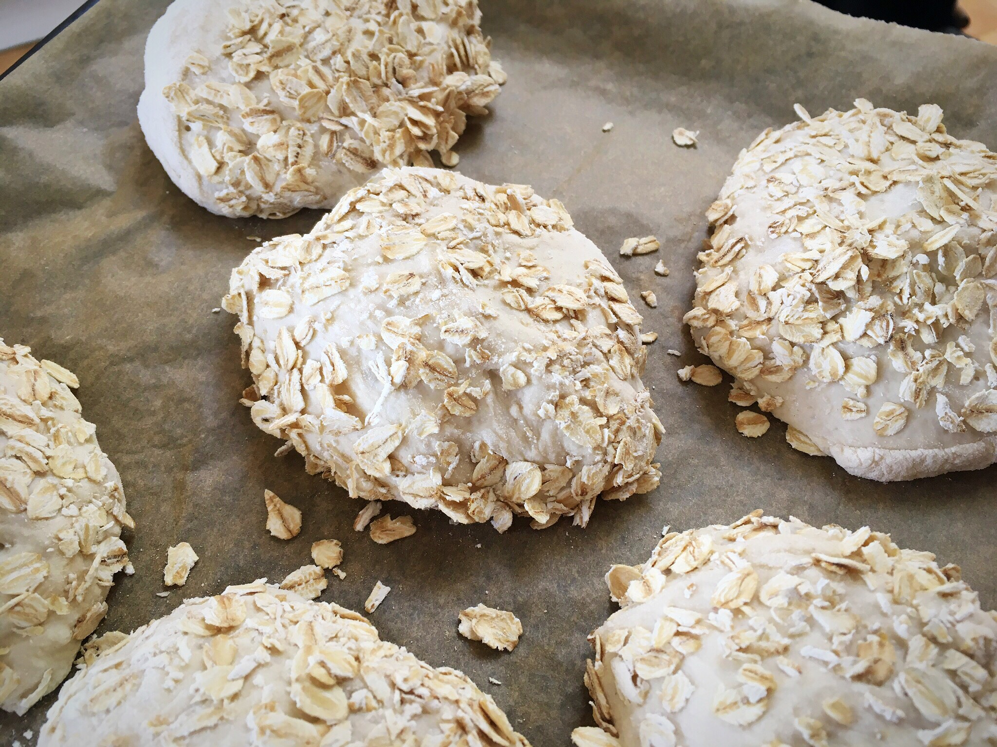 A close up of some cookies on a pan