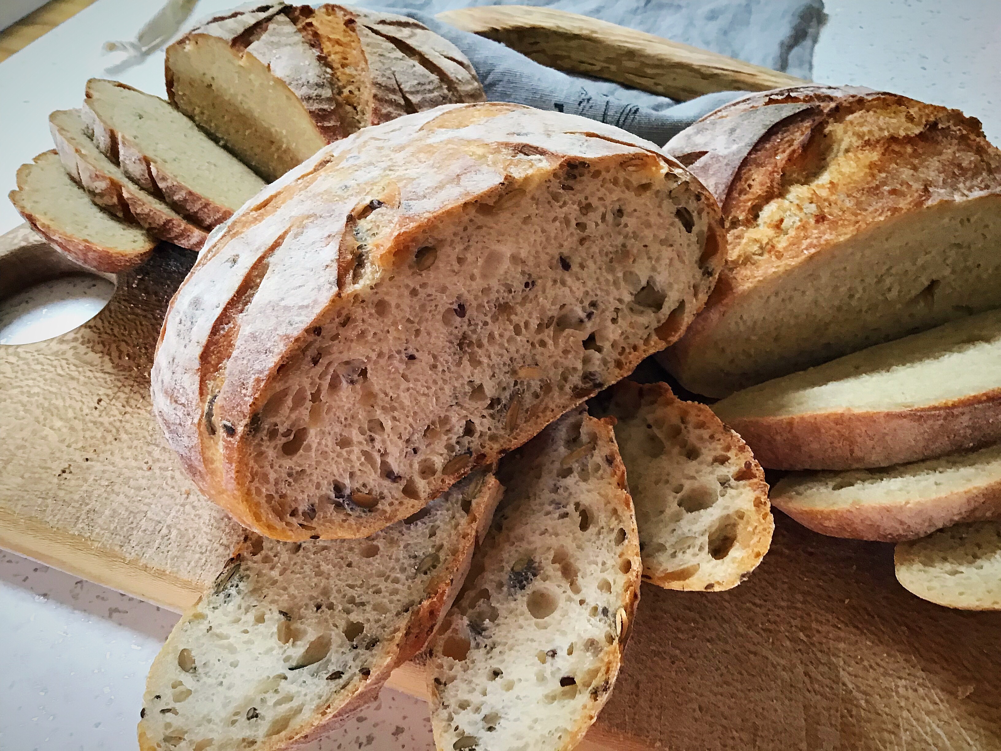 A close up of some bread on a table