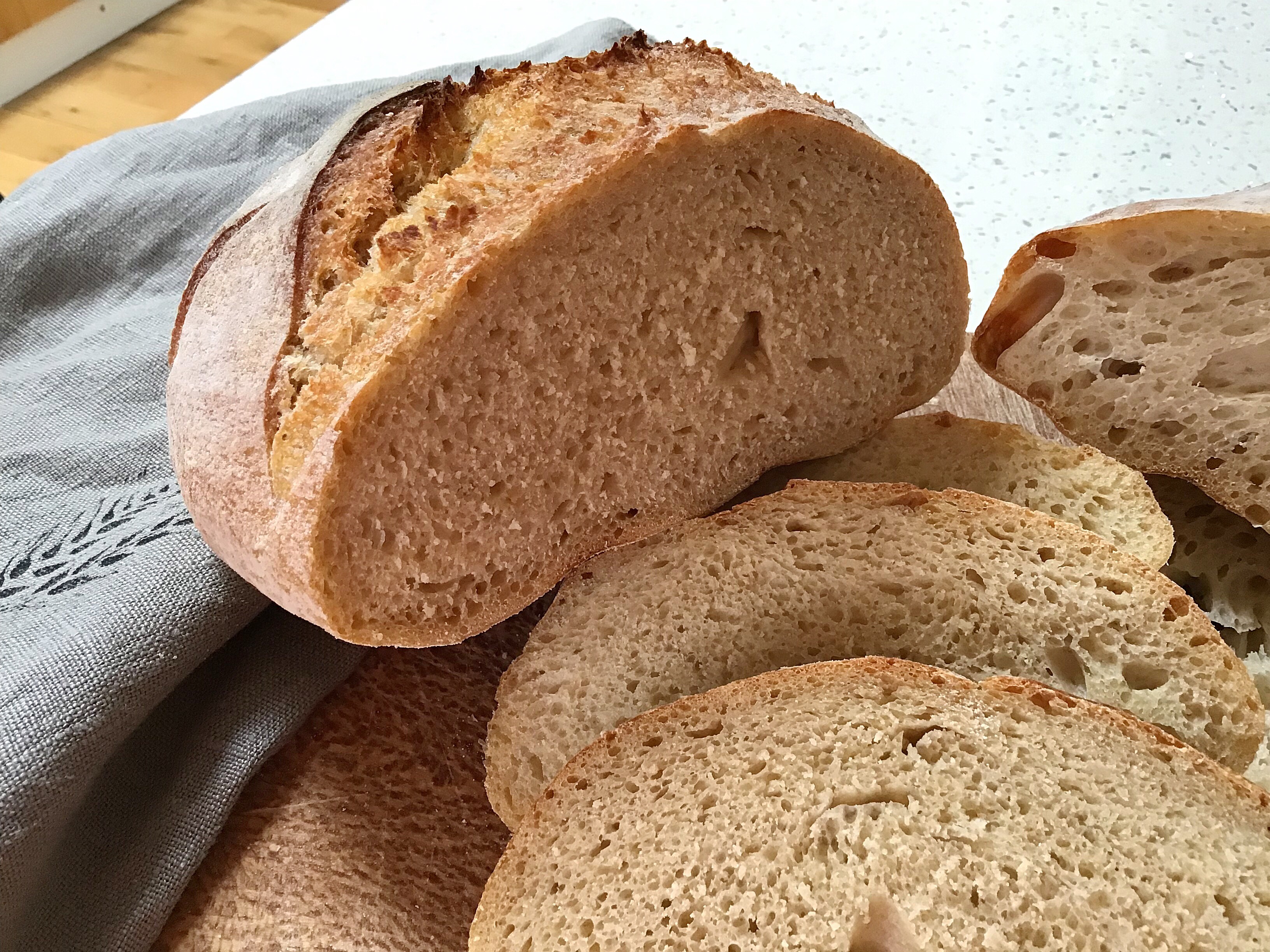 A loaf of bread is sitting on the table.