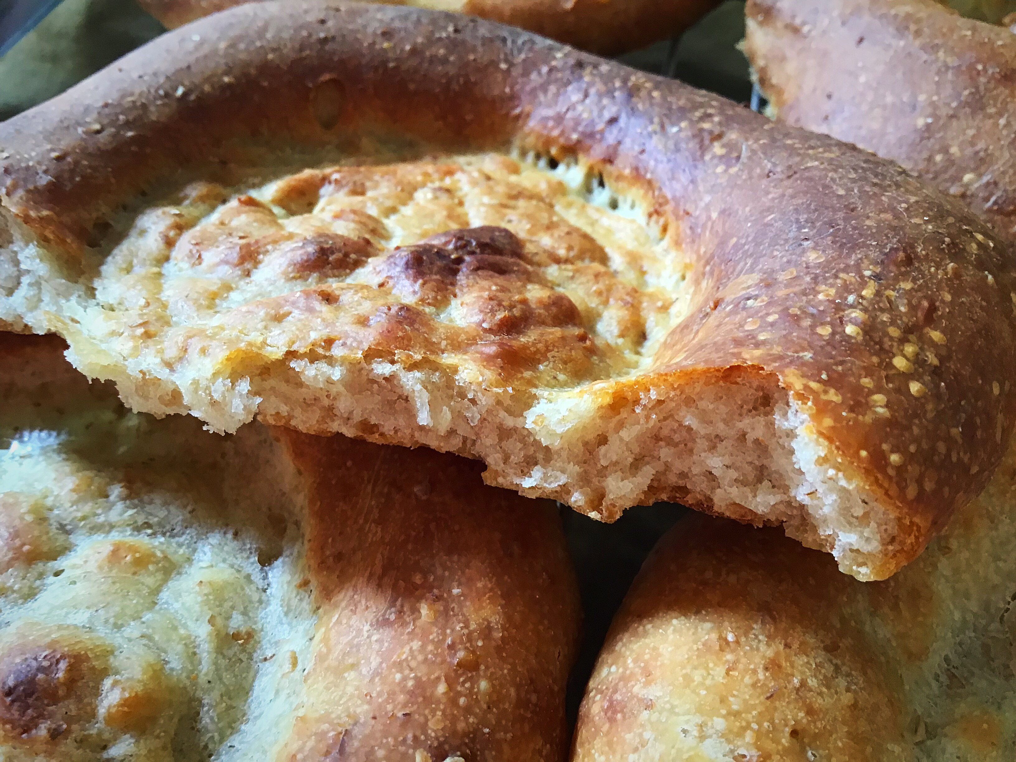 A close up of some bread with cheese