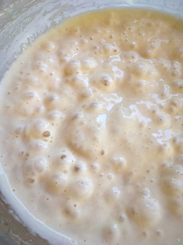 A bowl of cereal is shown with milk.