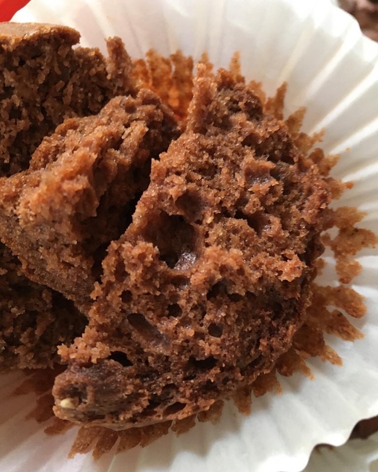 A close up of some chocolate muffins in paper