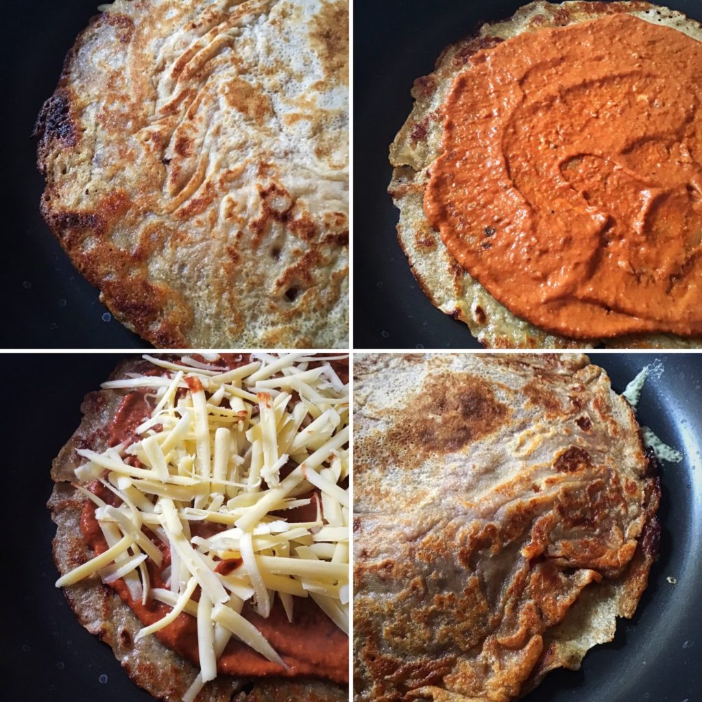 A process of making pizza with different toppings.