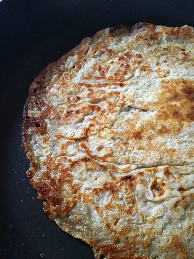 A close up of some food on the pan