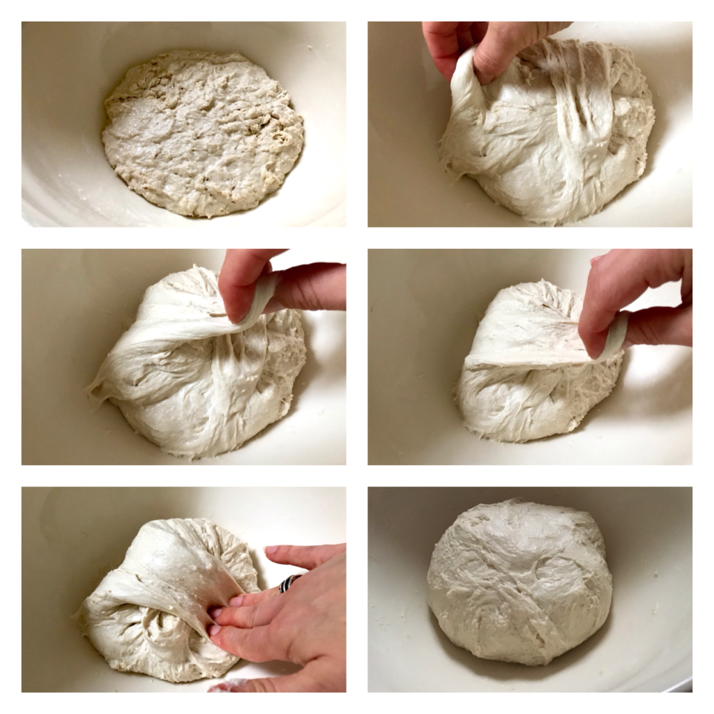 A process of making a dough for bread.