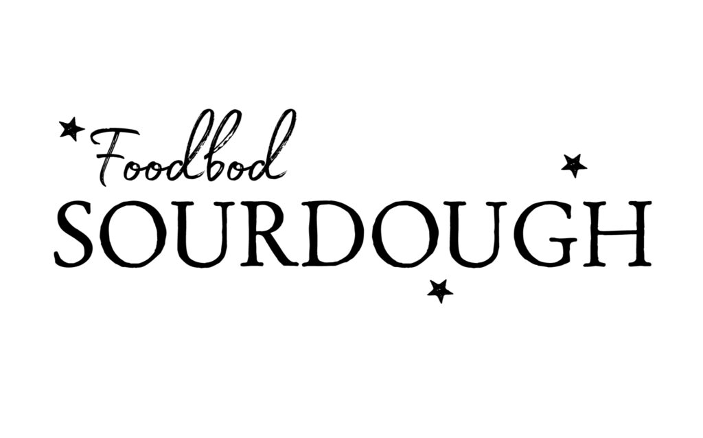 A black and white image of the logo for food bod sourdough.