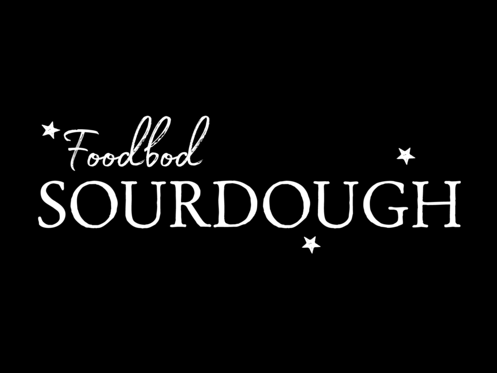 A black and white logo for food bod sourdough.